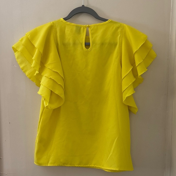 SHEIN Bright Yellow Ruffle Sleeve Blouse - Picture 2 of 2